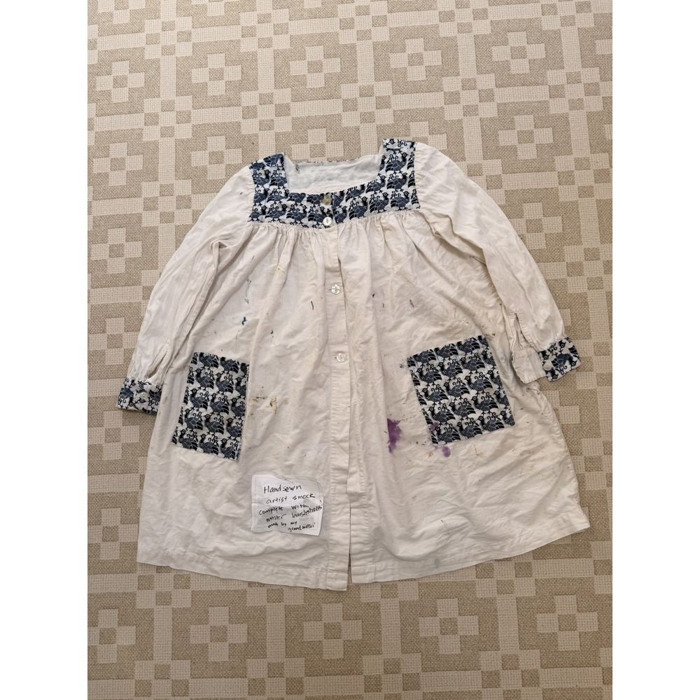 Vintage 1950s Handmade Painter Smock 40s 50s True Vintage Cottagecore
